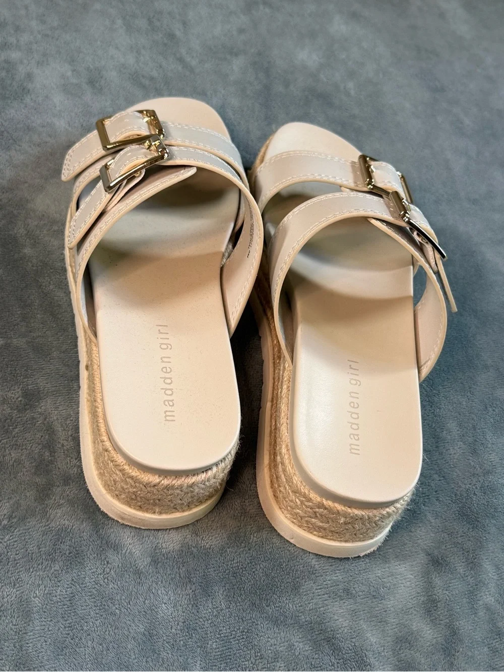 Madden Girl Annabelle Espadrille Platform Sandals Ivory Gold Size 8